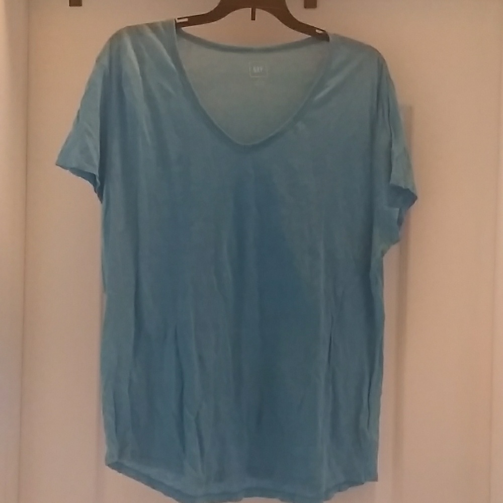Gap Teal Linen V Neck T Shirt